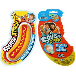 Squish Attack Stretchy Hot Dog Supreme (12 Hotdog Assorted) by JA-RU. Sensory Squishy Toys for Kids & Adults, Boys & Girls. Stress Relief Squeeze Fidget Toy. Classroom Gift Food Party Favors. 5564-12p