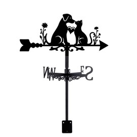 SUPERDANT Weather Vane in Cats and Dog Shape, Animal Weather Vane Made of Metal, Cute Weather Vane for Pets, Garden Art Decoration, Decorative Weathervane for Roof, Yard, Outdoor Patio Decoration