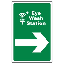 V Safety Eye Wash Station Arrow Right 200 x 300mm - 3mm Aluminium Composite Safety Sign