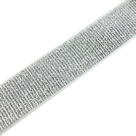 Strapcrafts 1-inch Wide Soft Gold and Silver Glitter Elastic Bands by 3-Yard, Silver 52020