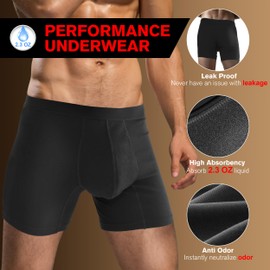 REELINDRY Incontinence Underwear for Men Washable Absorbent 2.3 oz Leak Proof Prostate Bladder Control Boxer Briefs 1 Pack (Black, 4XL)