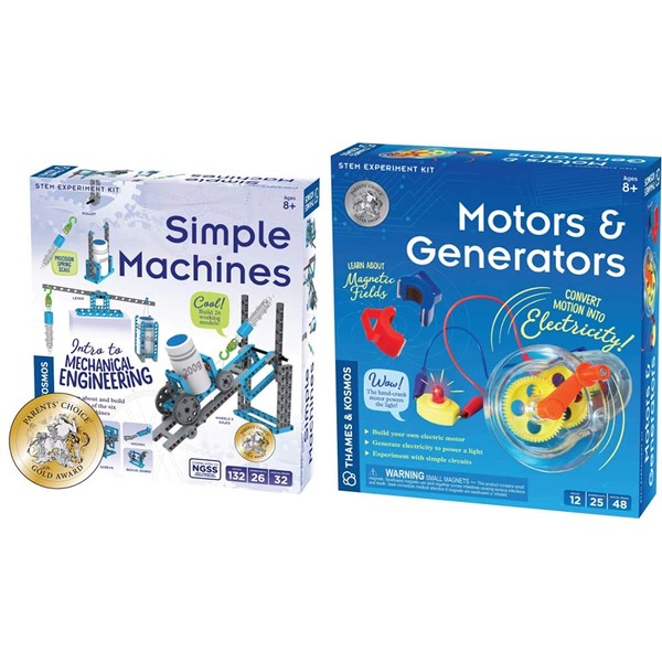 Thames & Kosmos Simple Machines Science Experiment & Model Building Kit, Introduction to Mechanical Physics, Build 26 Models to Investigate The 6 Classic Simple Machines & & Kosmos Motors & Generators