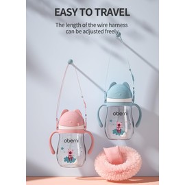 Oberni Baby Sippy Cup with Handle & Strap, Non-Spill Water Bottle for 6 12 Months + Toddlers, BPA-Free | Tritan | Dishwasher Safe | Leak Proof Valved Spout | 270ml 9oz | Pink (1 Pack)