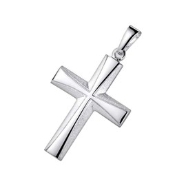 MATERIA by Matthias Wagner Cross Pendant 925 Silver Rhodium-Plated or Gold-Plated, Silver, Cubic Zirconia