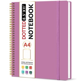 Taja Spiral Dotted Notebook, 8.5"x11" Notebooks for Work, Large A4 Journal for Women & Men, Dotted Journal, Journaling Notebook for Writing, Plastic Cover Spiral Journal,Purple