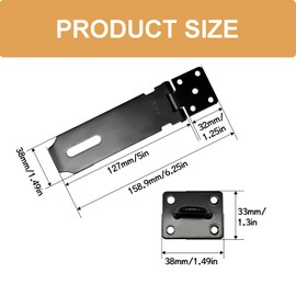 zDwfDc 3 Pack Black Door Lock Latch, 3 Inch, 4 Inch, 5 Inch Hasp Lock Latch Stainless Steel Safety Packlock Clasp, Extra Thick Gate Latch with 30PCS Screws DD022-B