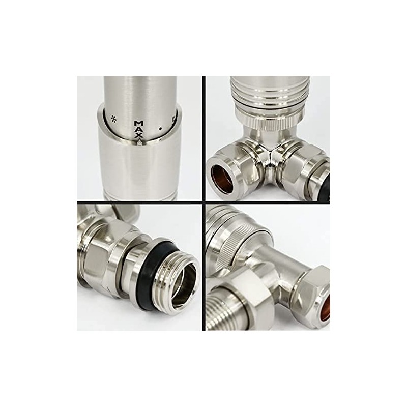 Delta Corner TRV Satin Nickel Thermostatic Radiator Valve and lockshield