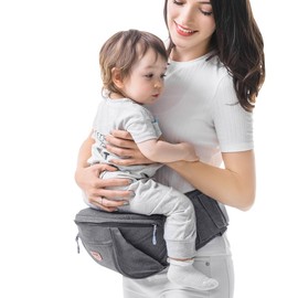 SUNVENO Baby Hip Seat Carrier, Ergonomic Baby Waist Stool Safety Carrier for Mom Lightweight Certified Cotton Soft Carriers for Newborns, Infants Babies, Grey