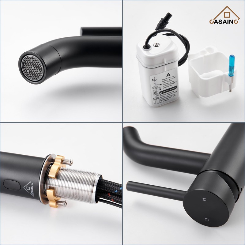 CASAINC Bathroom Faucet Matte Black Bathroom Sink Faucet Single Hole