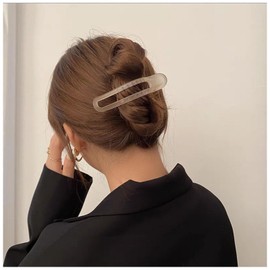 Iaceble Large Alligator Hair Clips Matte Duckbill Clip Hairclaw French Acrylic Hairclip Barrette Apricot Plastic Flat Hair Clip Minimalist Ponytail Hairclip Decorative Hair Accessories for Women