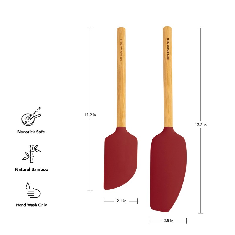 KitchenAid Bamboo Spatula Set, Empire Red, 2-Piece