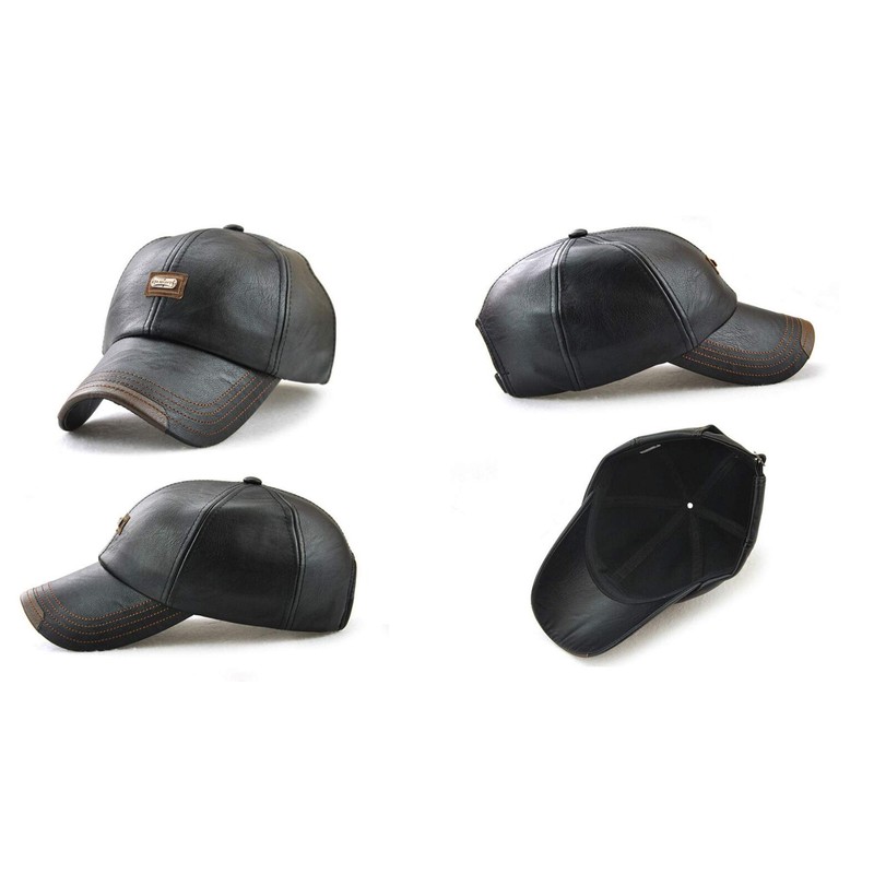 CHENNUO PU Leather Baseball Cap Men's Baseball Cap Outdoor Winter