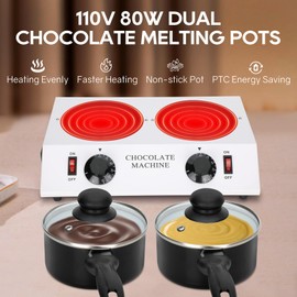 Magula Chocolate Melting Machine Electric Heating Chocolate Tempering Machine Melting Pot Fast and Even Melting Ideal Create for Chocolate,Candy,Butter Making Warming Coffee Milk Wine (Double)