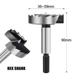 HSAWBIT 48mm Forstner Drill Bit for Woodworking, Forstner Bit Wood Drill Bits for Holes, Hinge Cutter (Ø48mm, length 90mm, HEX Shank)
