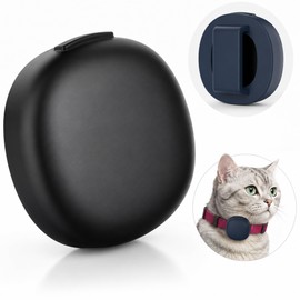 DLENP 2-Pack Waterproof Dustproof Anti-Scratch Silicone Case for Tile Sticker, Protective Holder for Dog Cat Collar, Luggage, Backpack - Black + Dark Blue