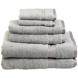SUPERIOR Luxury Cotton Bath Towel Set - 6-Piece Towel Set, 600 GSM, Long-Staple Combed Cotton Towels, Silver