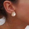 TseenYi Large Pearl Studs Earrings Gold Pearl Button Stud Earrings