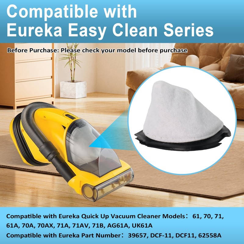 Wadoy Replacement Filters Compatible with Eureka Easy Clean, Quick Up