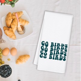 OSLYSOF Trendy Groovy Go Birds Football Kitchen Towels, Football Lover Player Gifts Ideas Hand Towels for Bathroom Decor, Football Fans Gifts Dish Tea Towels for Kitchen Decor, 16x24 Inch