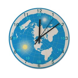 yyone Accurate Silent Non Ticking Battery Operated Wooden Decorative Wall Clock for Office Living Room Bedroom 15inch Flat Earth Round Wooden Wall Clock