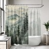 QGHOT Mountain Shower Curtain Green Forest Nature Shower Curtains for