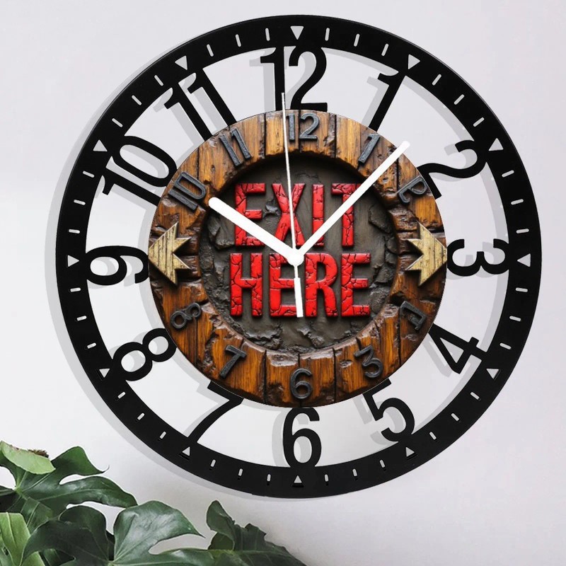 25cm Iron Wall Clock with a Slate or Stone Center