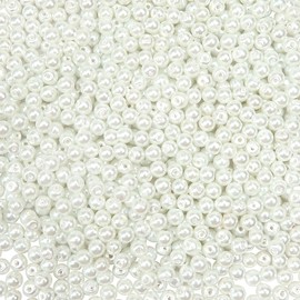 Toaob Glass Pearl Beads with Round White Mixed Sized Beads for Jewellery Making, 6 mm, 6 mm
