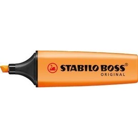Pack of 3 Orange Stabilo Boss Highlighters Fluorescent Colours Water-Based Ink