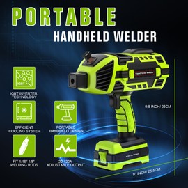 TRQWH Portable Welding Machine 110V ARC Handheld Welder IGBT Inverter Welding Gun Stick Welder 5 Variable Current Adjustment Hand Held Welder Machine, Fit for 1/16"-1/8" Welding Rods (Green)