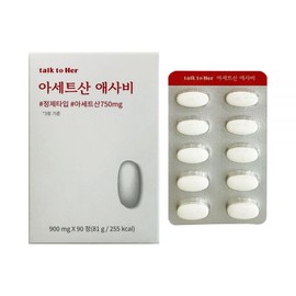 Talk to Heo Tok2her Organic Asabi Tablets Acetic Acid 750mg x 90 tablets 1 unit / 톡투허 유기농 애사비 알약 아세트산 750mg x 90정 1개