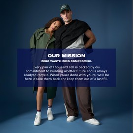 Thousand Fell Women’s Court Sneakers – Sustainable Vegan Bio-Leather Made from Recycled Materials – Water & Stain Resistant, Recyclable Everyday Shoes - White - Size 8