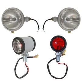 APSMOTIV Headlights+Butler Lights Assemblies with 12v Bulb 12V Compatible With Ford Tractor 2N 9N 8N 600 800 NAA Grey Tractor Headlight Butler 310066F(Grey)