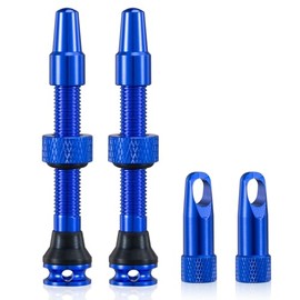 HZJD 2PCS Tubeless Presta Valve Stem, Blue, Integrated Core Removal Tool(44 mm)