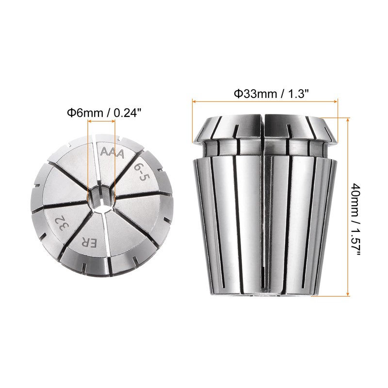 sourcing map ER32 Collet 6 mm Chuck 65Mn Steel for