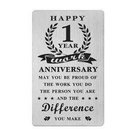Gezxin Happy 1 Year Work Anniversary Card Gifts for Women Men- 1st Job Anniversary Card Decoration for Employees Coworkers