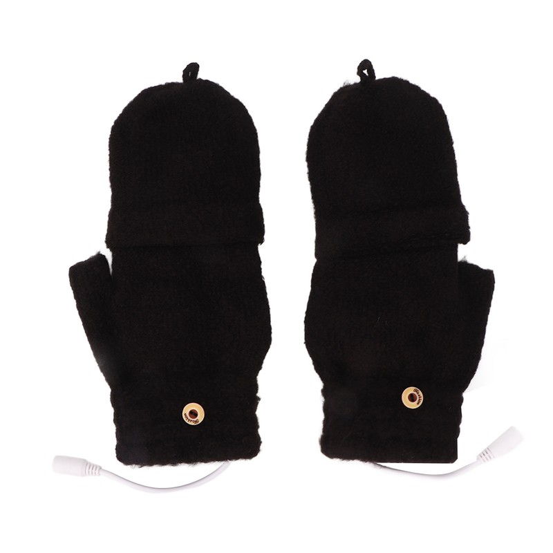 USB Heated Gloves Electric Half Hands Double Sided Heating Warm