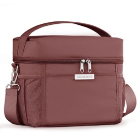 HOMESPON Insulated Lunch Bag for Women Men Adults Waterproof Cool Bag Lunch Box Tote for Picnic Work Beach Camping and Travel（Medium，Brown