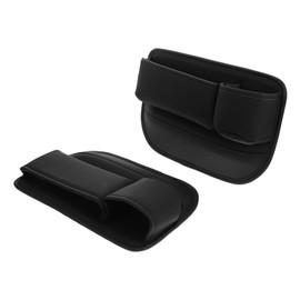 Ciieeo 2pcs Car Gap Filler Organizer Durable PU Pocket Cup Holders for Suvs and Trucks Optimized Storage for Phones Glasses Keys and Bottles Black