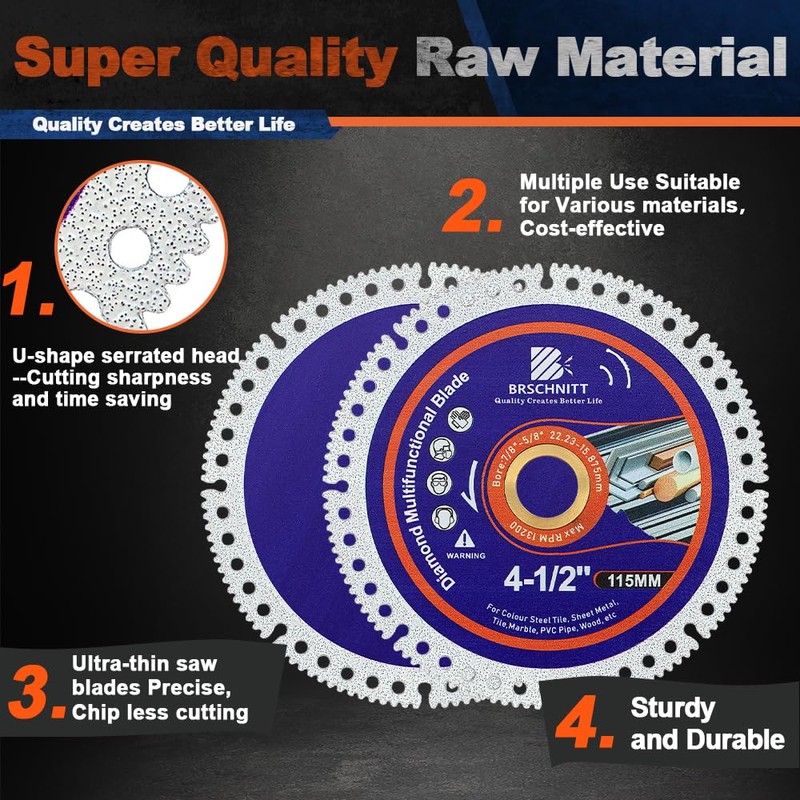 BRSCHNITT Indestructible Disc for Grinder 3inch 2pcs-3/8"Arbor Multifunctional Cutting Discs