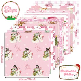 8TEHEVIN 60 Sheets Pink Christmas-Theme Patterned Paper, Vintage Scrapbook Wrapping Paper, Christmas Tree Snowman Santa Claus Reindeer Candy Cane Double-Sided DIY Craft Paper Christmas Party Supply