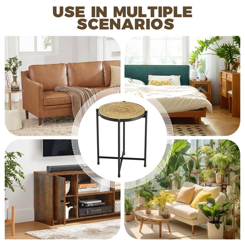 Bamworld Round Plant Stand Indoor Outdoor Metal Modern Plant Table