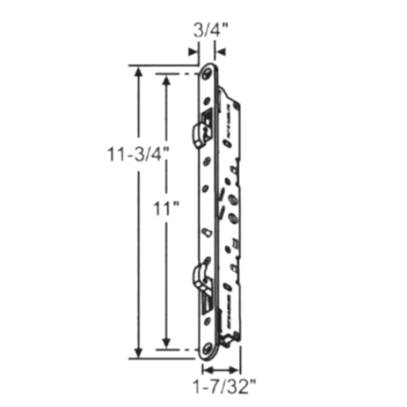 Multi-Point Mortise Lock with Face Plate 11-3/4" for Sliding Patio