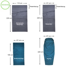 BROWINT Silk Sleeping Bag, 100% Natural Silk, Extra Wide 220 x 110 cm, 220 x 87 cm, 185 x 87 cm, Sleeping Bag Lining, Inlay, Travel Sleeping Bag, Thin, Lightweight, Compact, Reinforced Corners