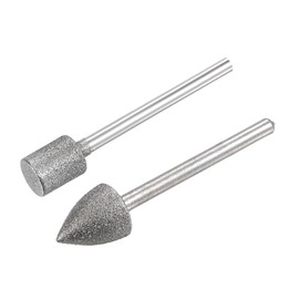 uxcell Diamond Grinding Bit Set 8mm 10mm Dia Head Mix Shape 3mm Shank for Carving, Engraving, Polishing