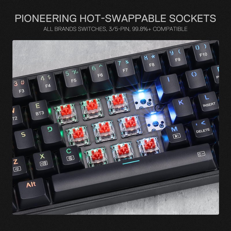 Redragon S136 Gaming Keyboard & Mouse Combo, 75% K628 Tri-Mode