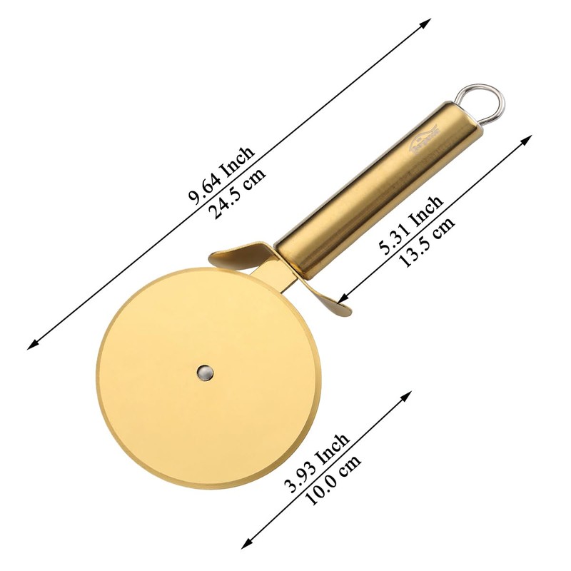 Berglander Pizza Wheel, Gold Titanium Plating Stainless Steel Pizza Cutter,