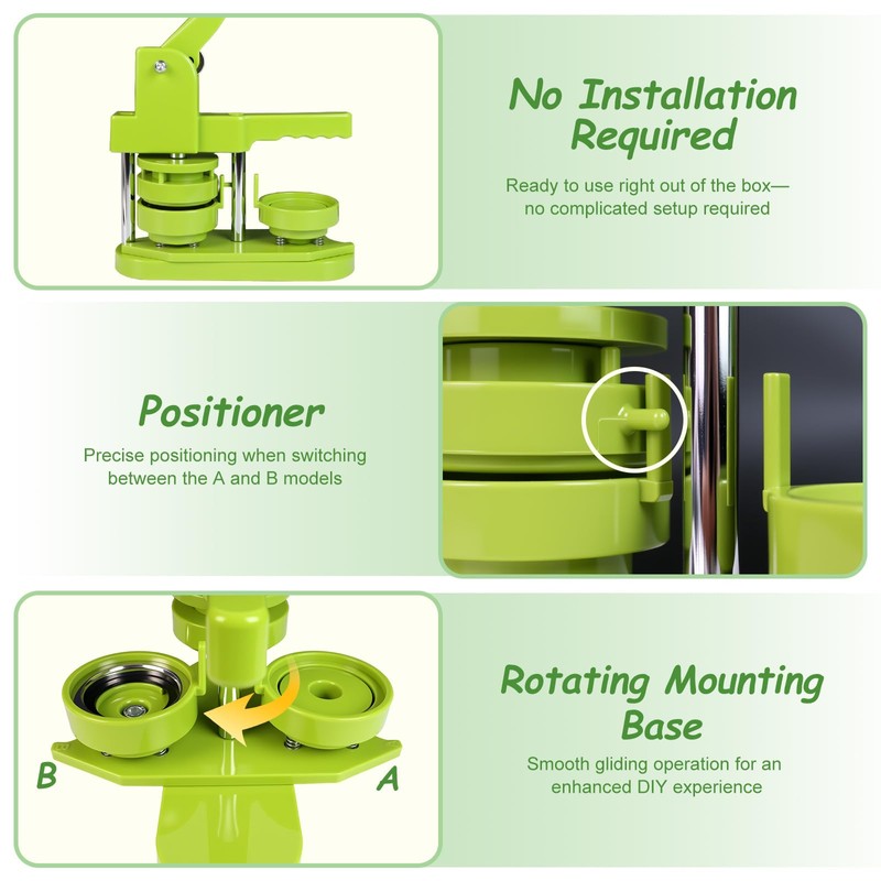 Yunziling 58mm(2.25IN) Button Maker Kit: Pin Maker Machine Kit with