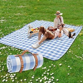 sapsisel - Manta de Picnic de 80 x 80 Pulgadas, Extragrande, Impermeable y Plegable, Manta de Playa de 3 Capas para 6 a 8 Adultos, para Camping, Parque, Playa, zacate, Interiores..