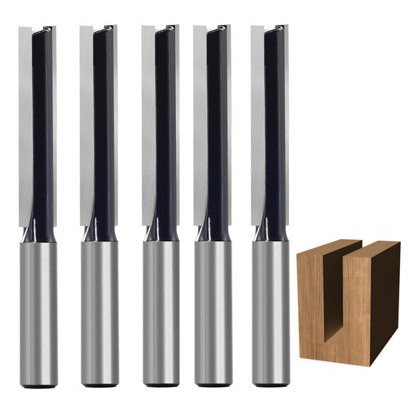 5PCS Extra Long Straight Router Bit 1/2 Shank, Double Flute