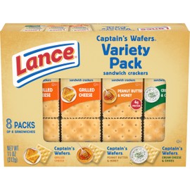 Lance Sandwich Crackers, Captain's Wafers, Variety Pack, 8 Individual Packs, 6 Sandwiches Each